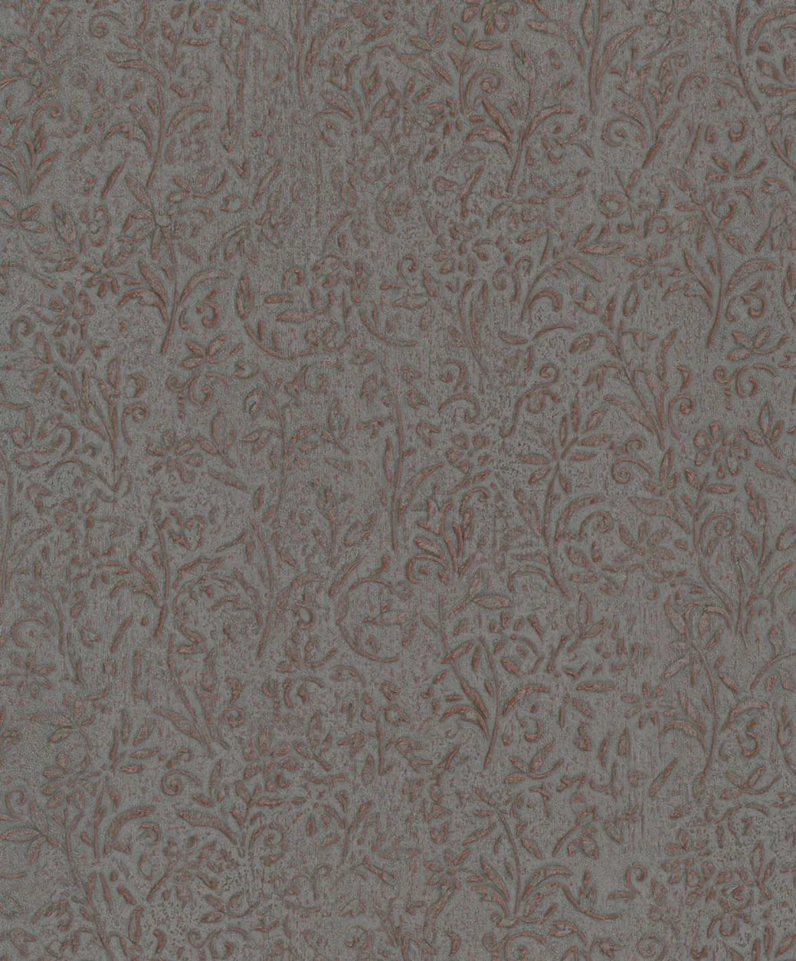 Vliestapete Floral Shabby Grau Kupfer Metallic 35534