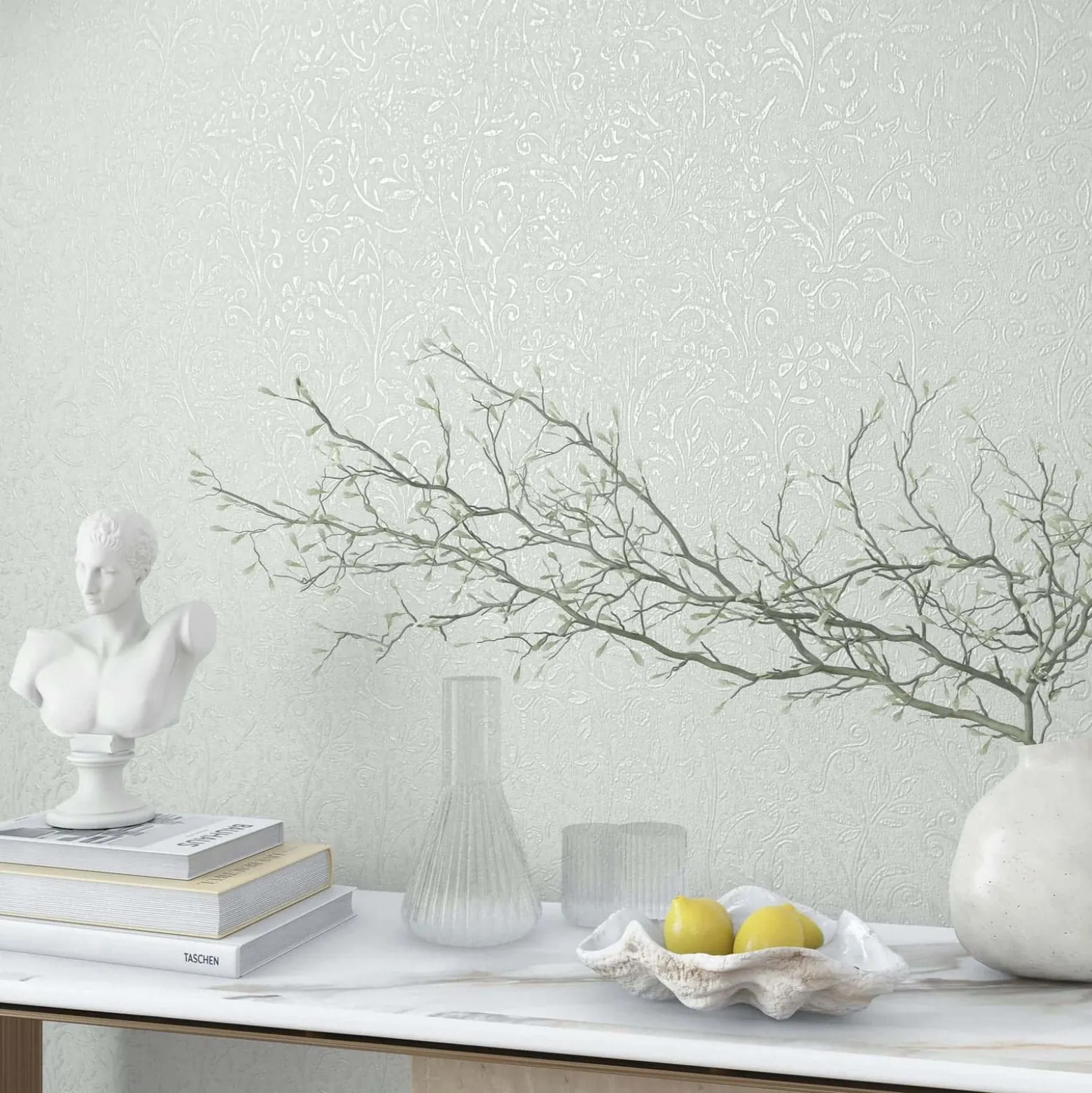Vliestapete Floral Shabby Weiß Perlmutt Glanz 35530