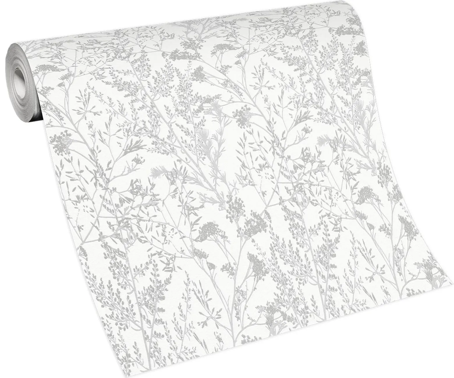Vliestapete Floral Sträucher weiß grau silber 10251-31