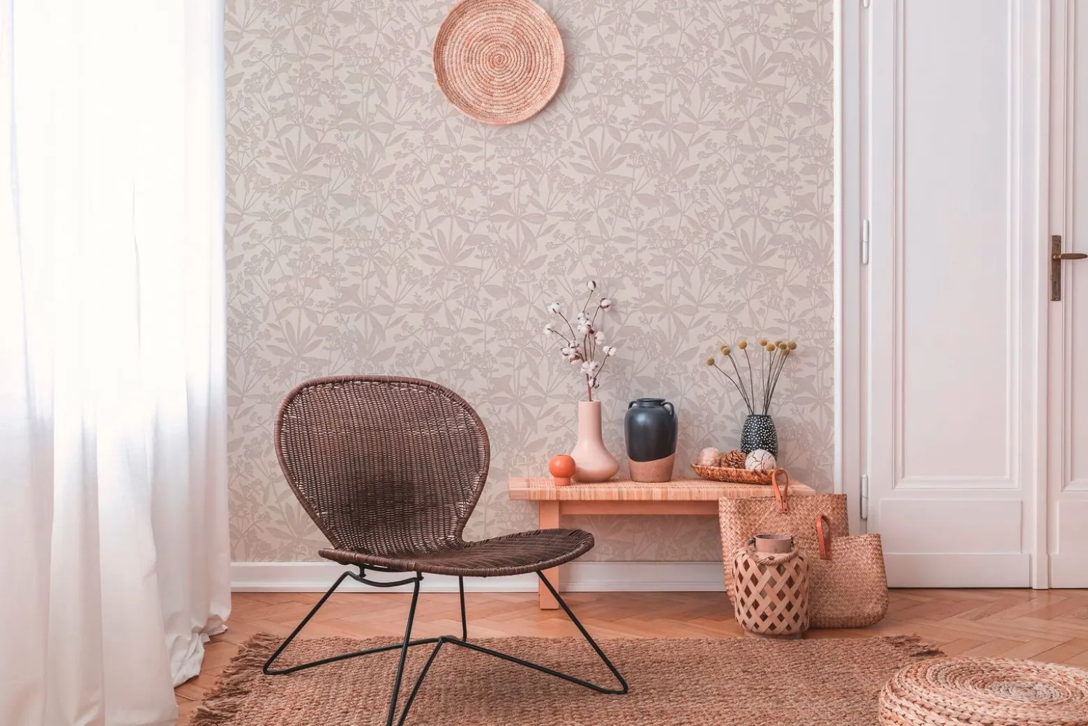 Vliestapete Floral Struktur Meliert Beige Creme 38924-1