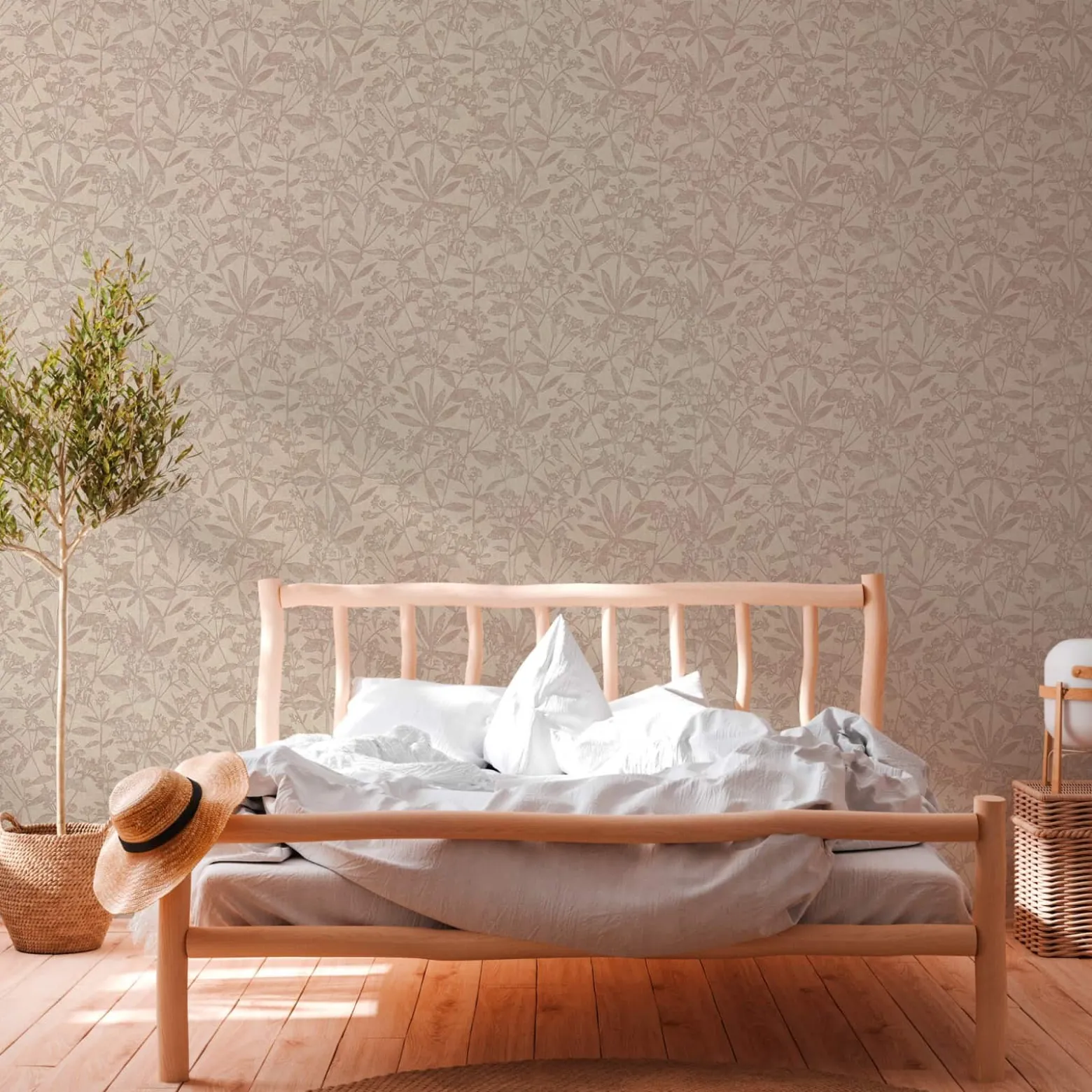 Vliestapete Floral Struktur Meliert Beige Braun 38924-2
