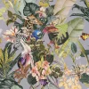 Vliestapete Floral Tiere Blätter grau bunt 38176-2