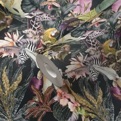 Vliestapete Floral Tiere Blätter schwarz bunt 38176-1