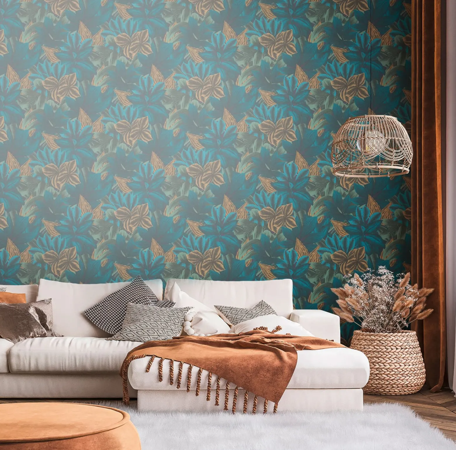 Vliestapete Floral Tropen Exotik Blau Grün 39222-1