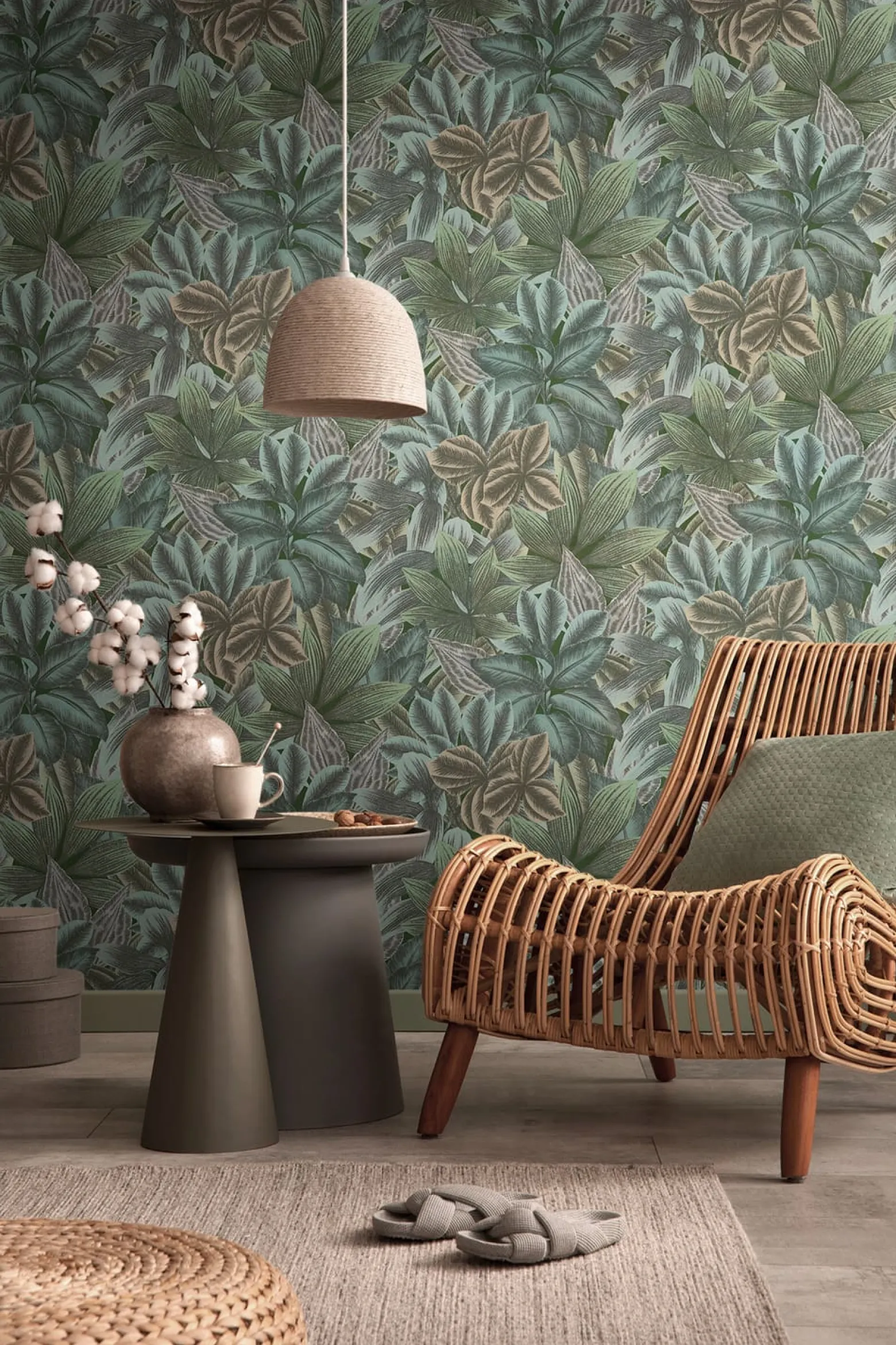 Vliestapete Floral Tropen Exotik Grün Blau 39222-3