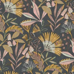 Vliestapete Floral Tropisch Schwarz Rosa Gelb A63803