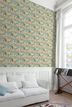 Vliestapete Floral Tropisch Weiß Orange Grün A63801