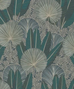 Vliestapete Floral Tropisch Grün Gold Metallic A54701