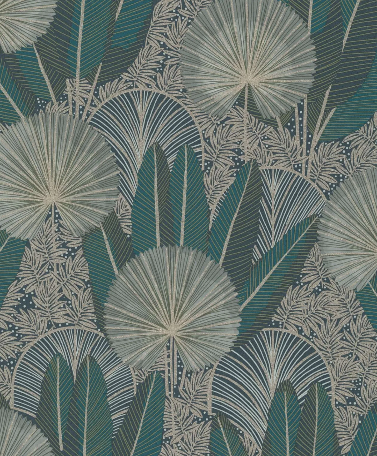Vliestapete Floral Tropisch Grün Gold Metallic A54701
