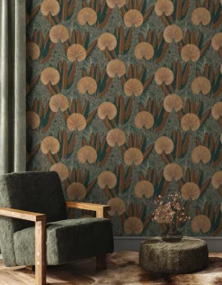 Vliestapete Floral Tropisch Braun Gold Metallic A54703