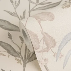 Vliestapete Floral Tropisch Creme Grau Grün 79009-1