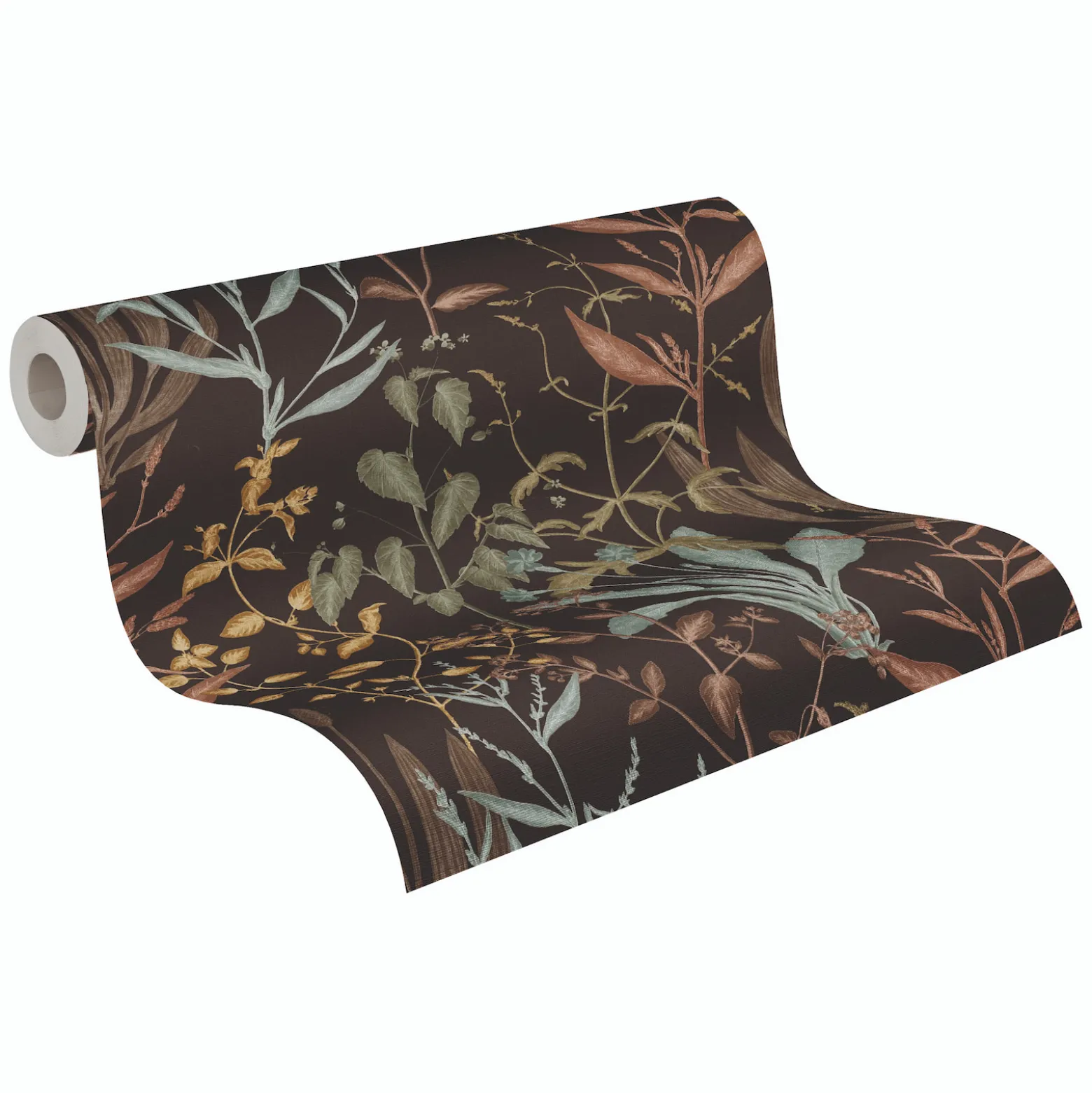 Vliestapete Floral Tropisch Schwarz Grün Braun 79009-4