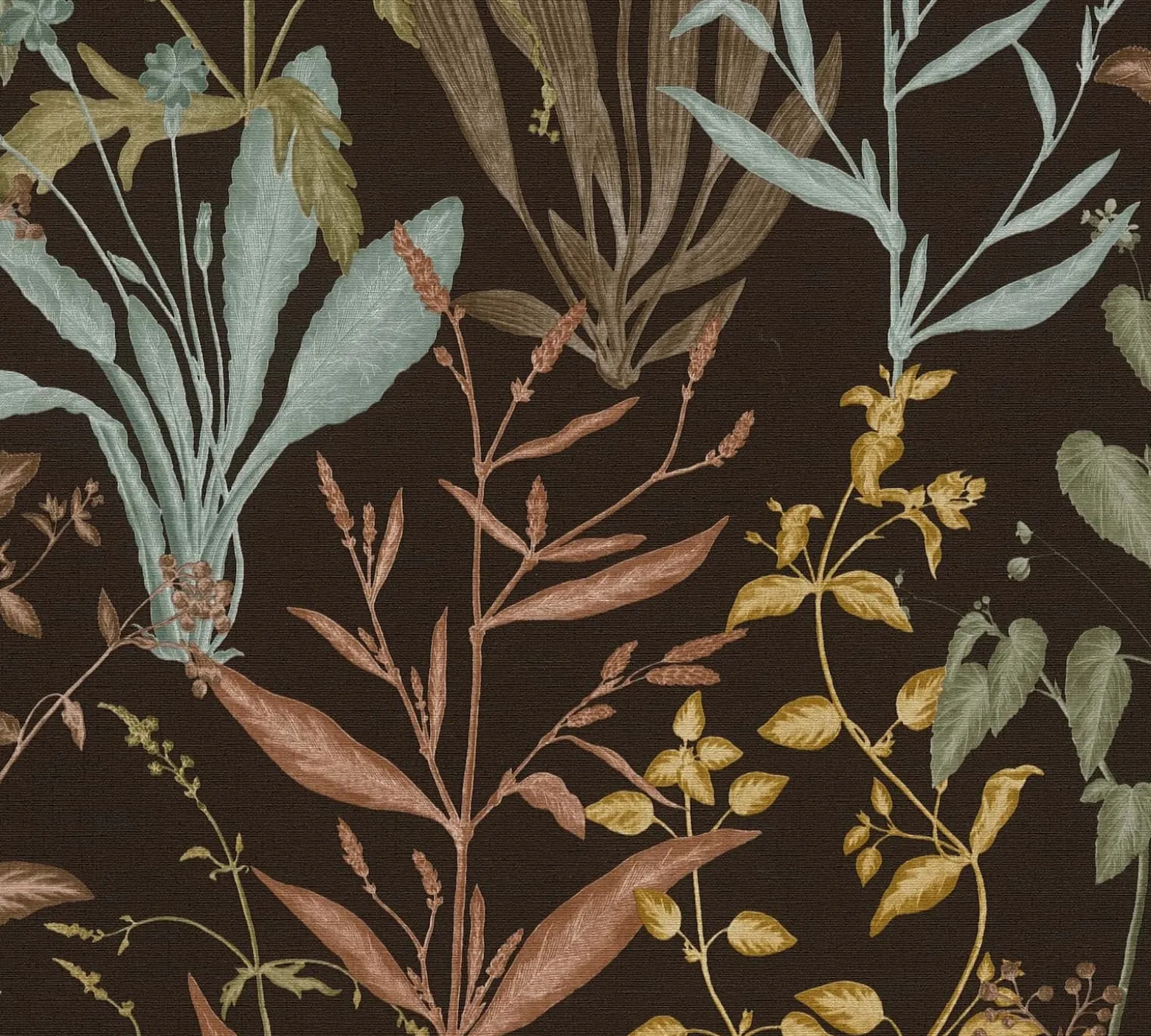 Vliestapete Floral Tropisch Schwarz Grün Braun 79009-4