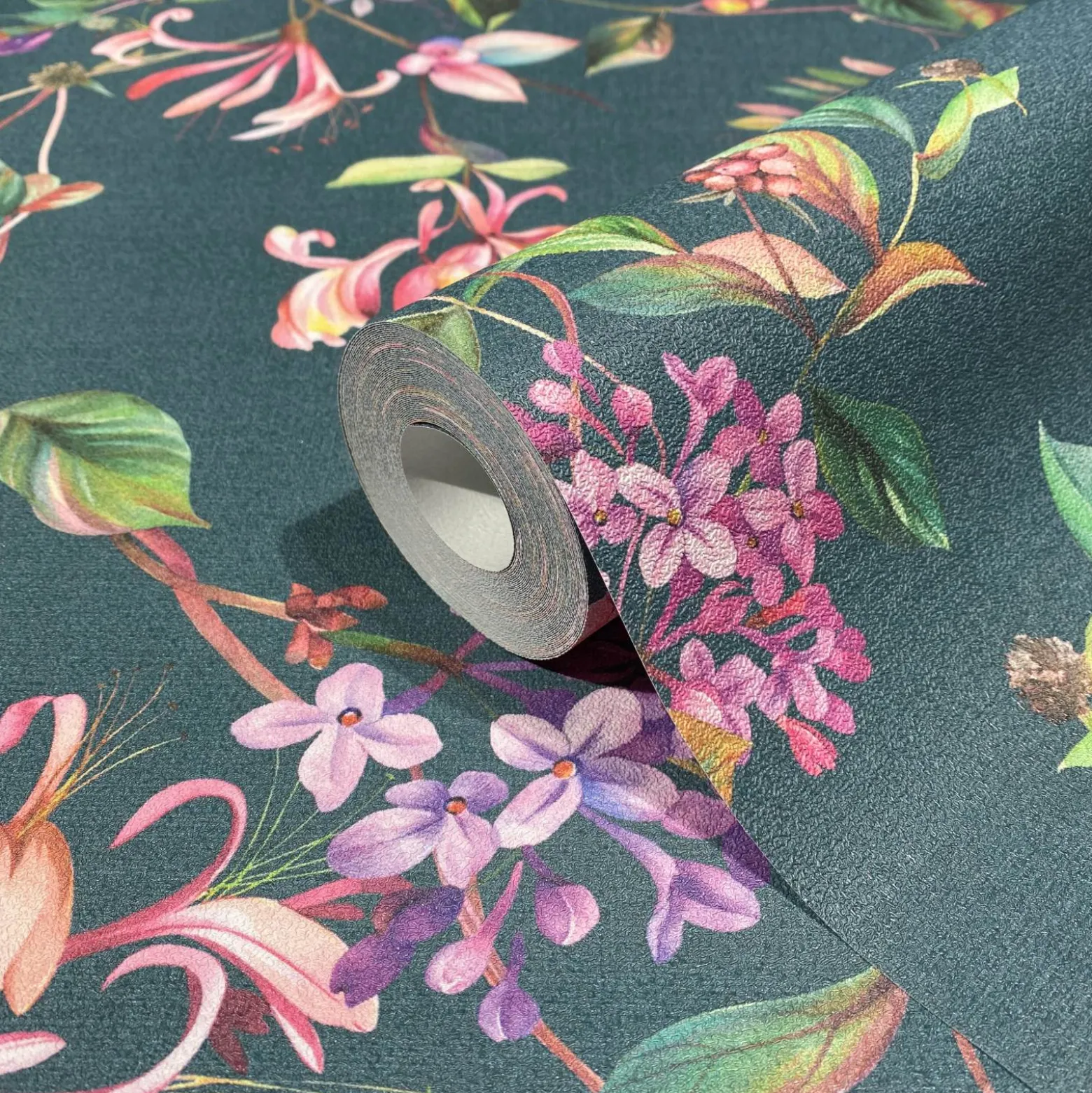 Vliestapete Floral Tropisch Beeren Blau Grün Rosa 47454