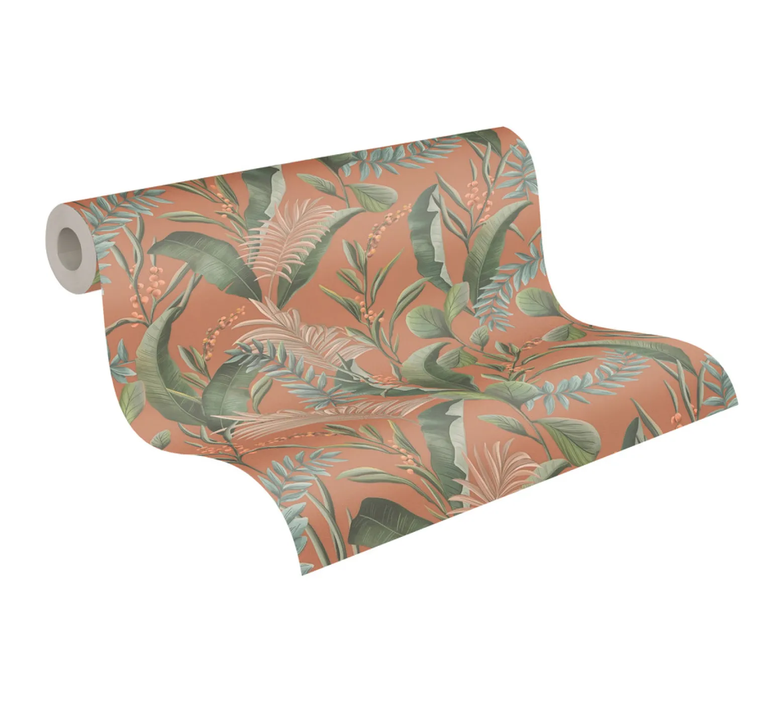 Vliestapete Floral Tropisch Orange Grün 39436-2