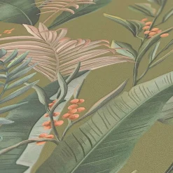 Vliestapete Floral Tropisch Grün Beige 39436-3