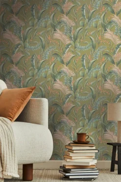 Vliestapete Floral Tropisch Grün Beige 39436-3