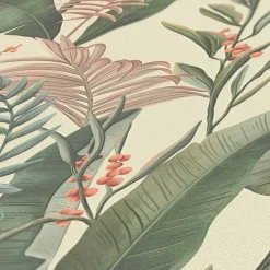 Vliestapete Floral Tropisch Creme Grün 39436-1