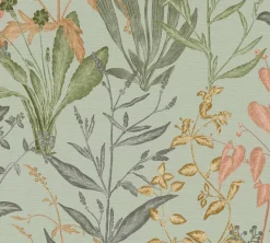 Vliestapete Floral Tropisch Grün Orange Beige 79009-3