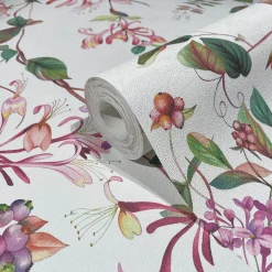 Vliestapete Floral Tropisch Beeren Weiß Rosa Grün 47456