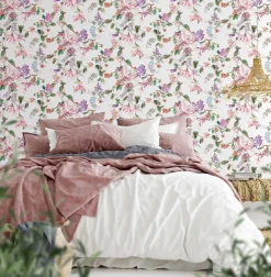 Vliestapete Floral Tropisch Beeren Weiß Rosa Grün 47456