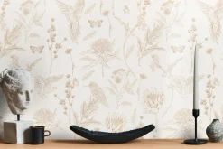 Vliestapete Floral Vögel Blumen Creme Braun 39429-1