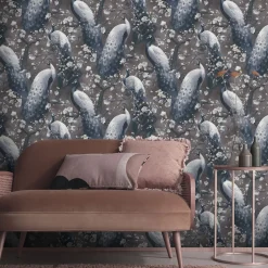 Vliestapete Floral Vögel Braun Grau Schwarz 10414-15