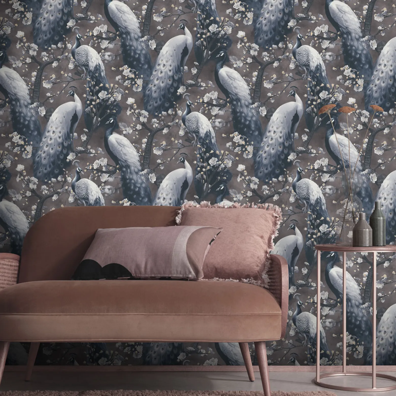 Vliestapete Floral Vögel Braun Grau Schwarz 10414-15