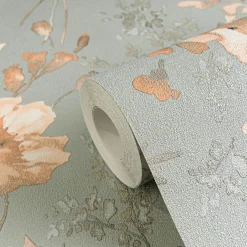 Vliestapete Floral Vintage Blau Orange 79061-6