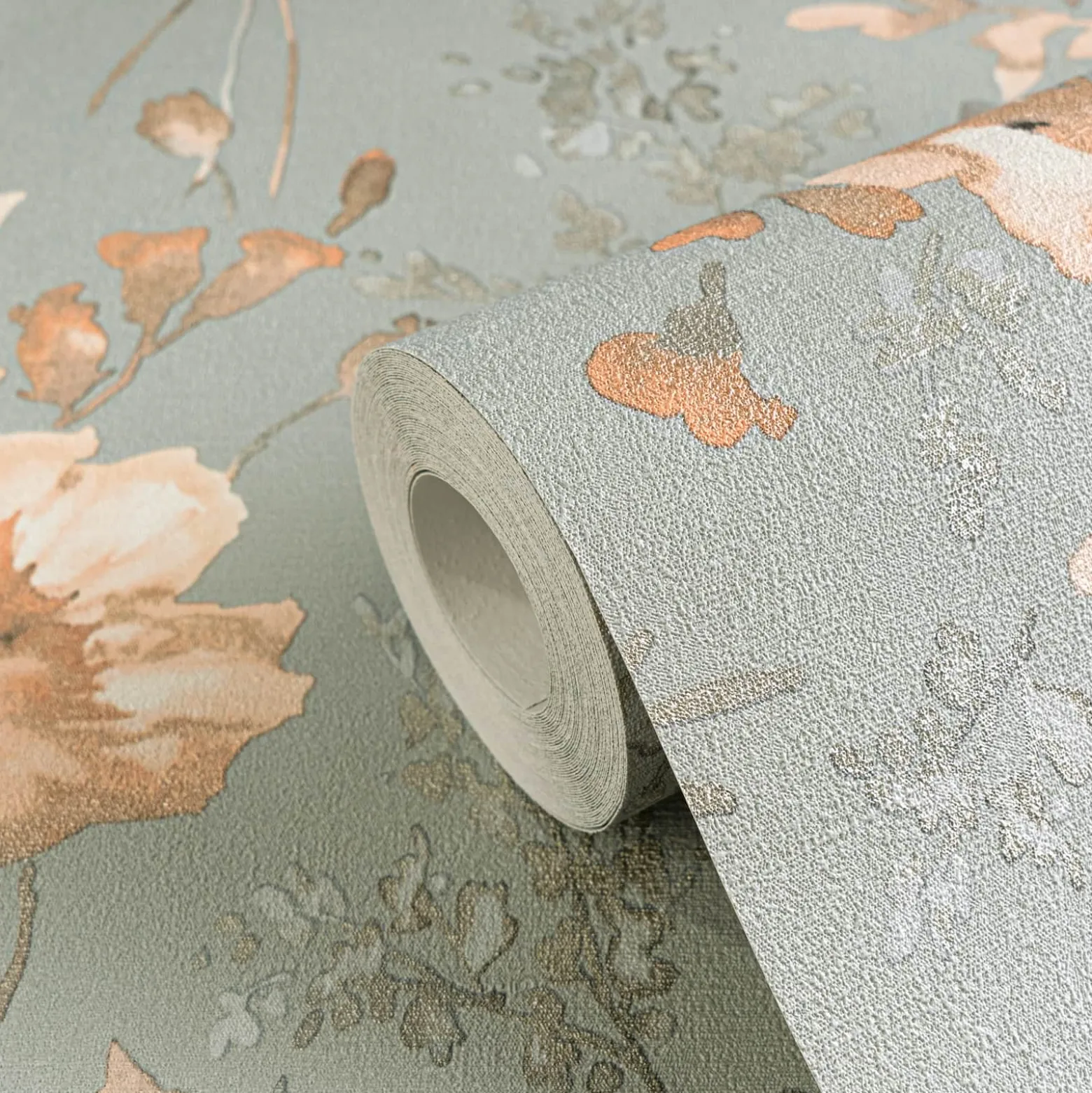 Vliestapete Floral Vintage Blau Orange 79061-6