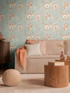Vliestapete Floral Vintage Blau Orange 79061-6