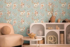 Vliestapete Floral Vintage Blau Orange 79061-6