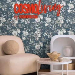 Vliestapete Floral Vintage Blau Silber Metallic 79061-5