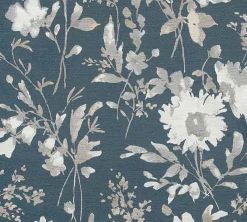 Vliestapete Floral Vintage Blau Silber Metallic 79061-5