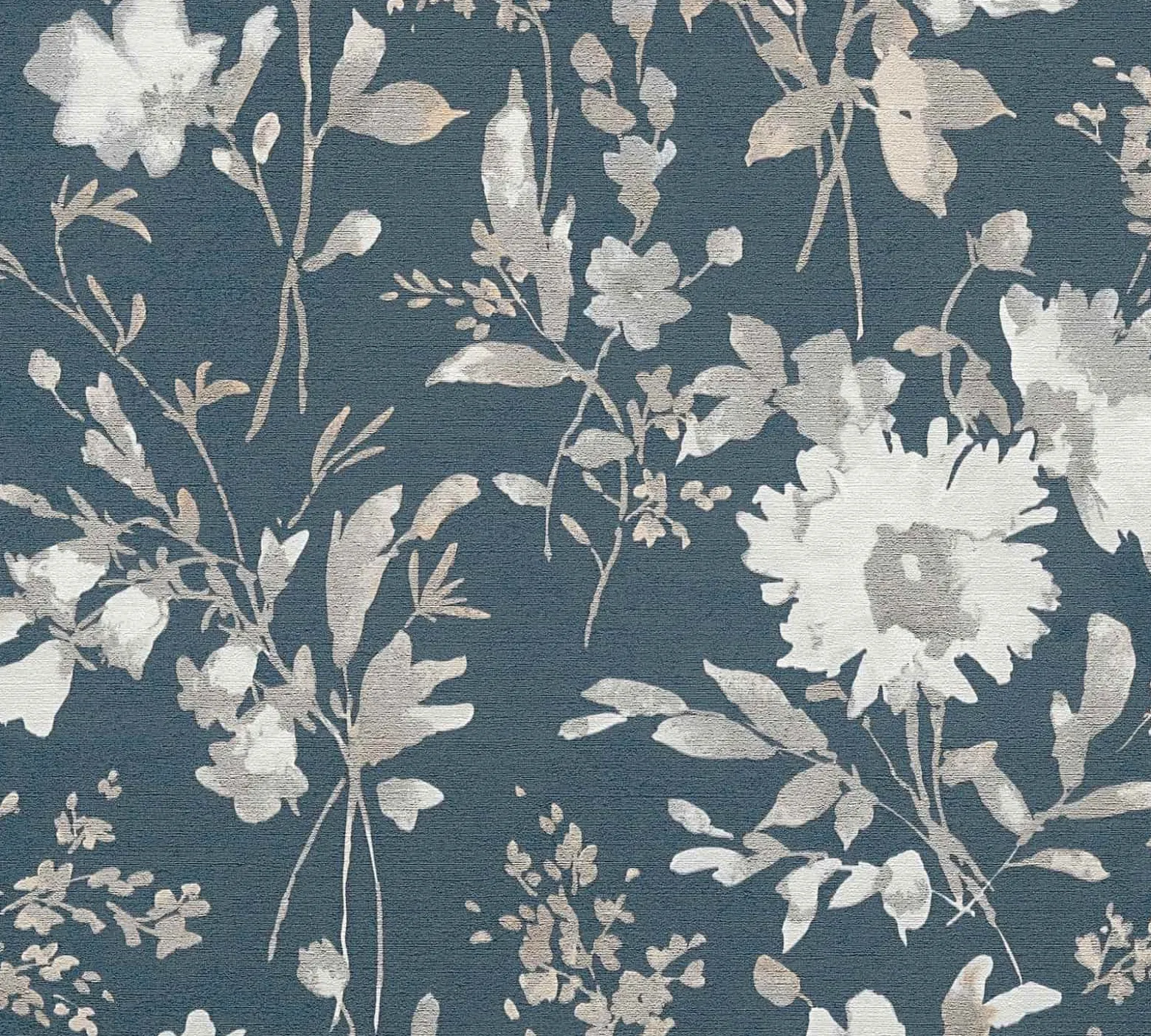 Vliestapete Floral Vintage Blau Silber Metallic 79061-5