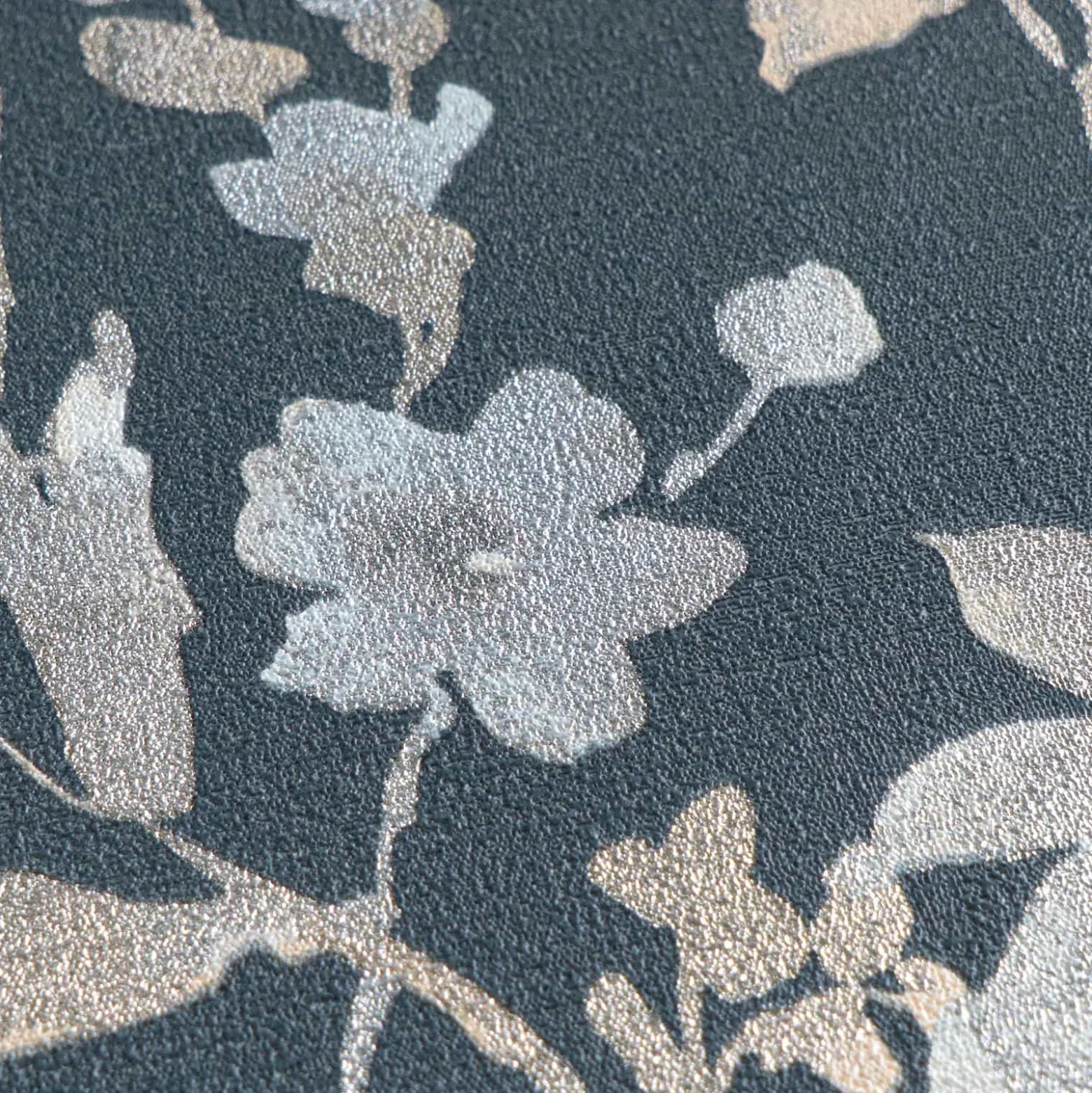 Vliestapete Floral Vintage Blau Silber Metallic 79061-5