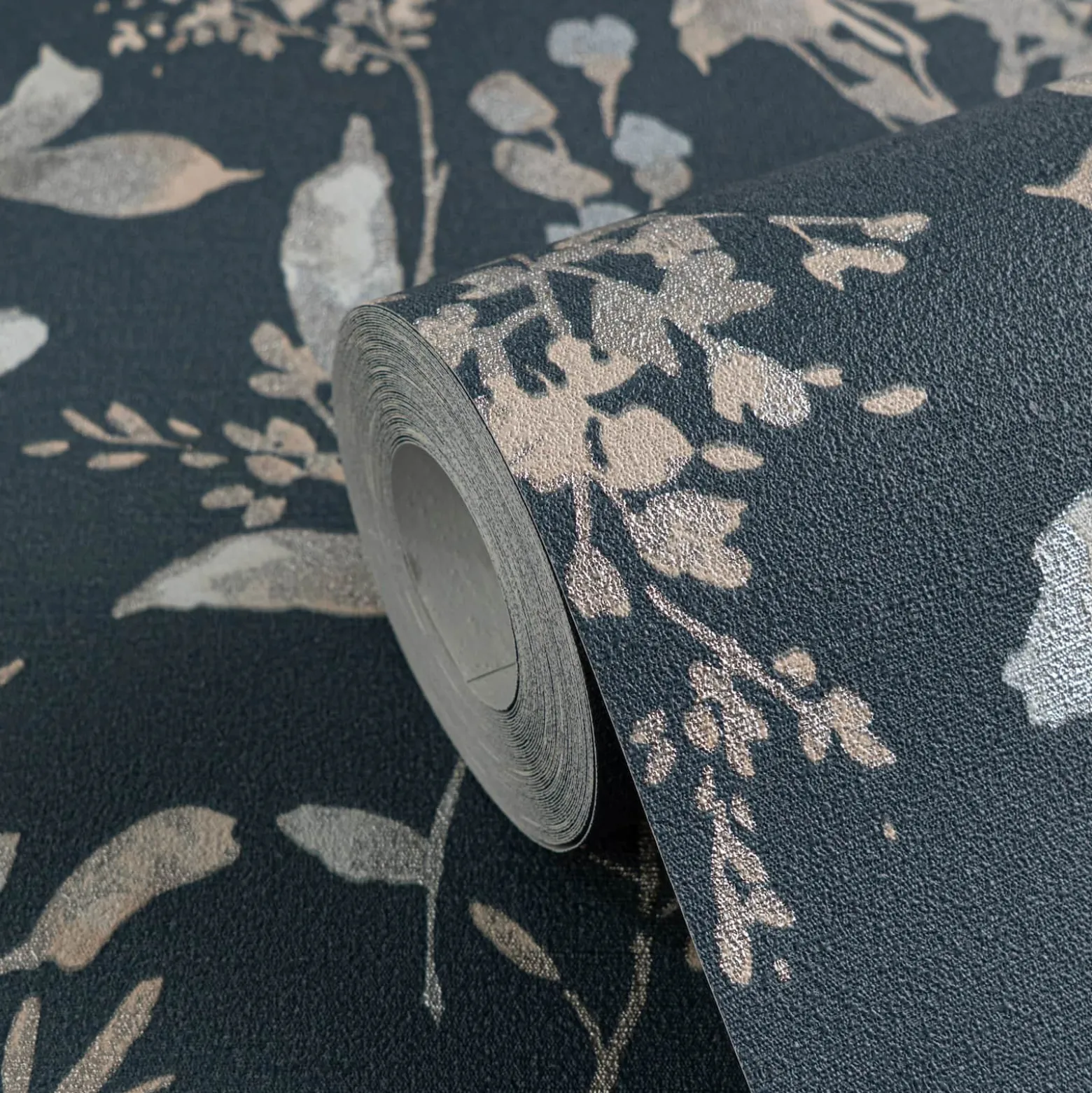 Vliestapete Floral Vintage Blau Silber Metallic 79061-5