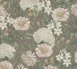 Vliestapete Floral Vintage Blumen Lila Grün 39426-3
