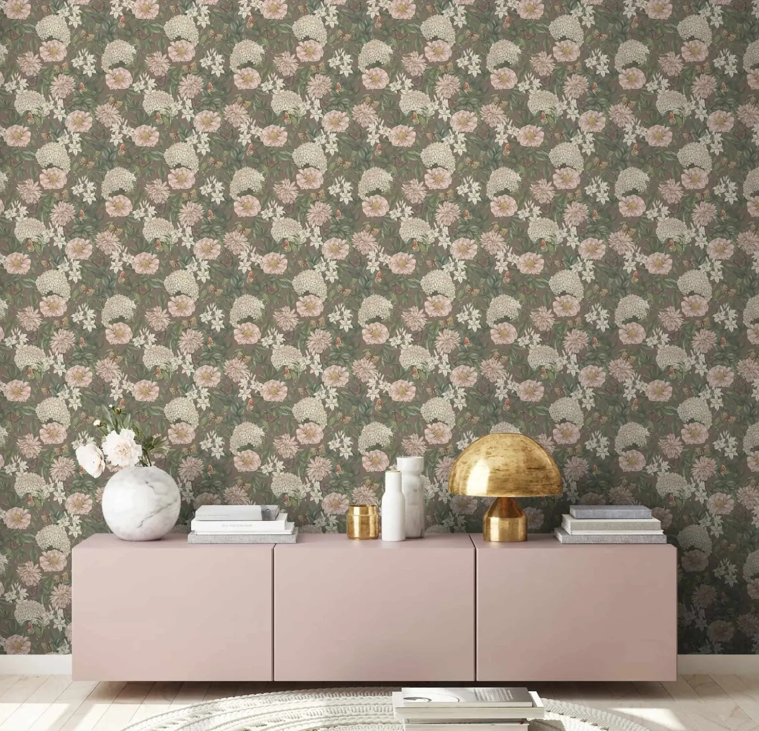 Vliestapete Floral Vintage Blumen Lila Grün 39426-3