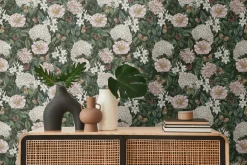 Vliestapete Floral Vintage Blumen Schwarz Grün 39426-1