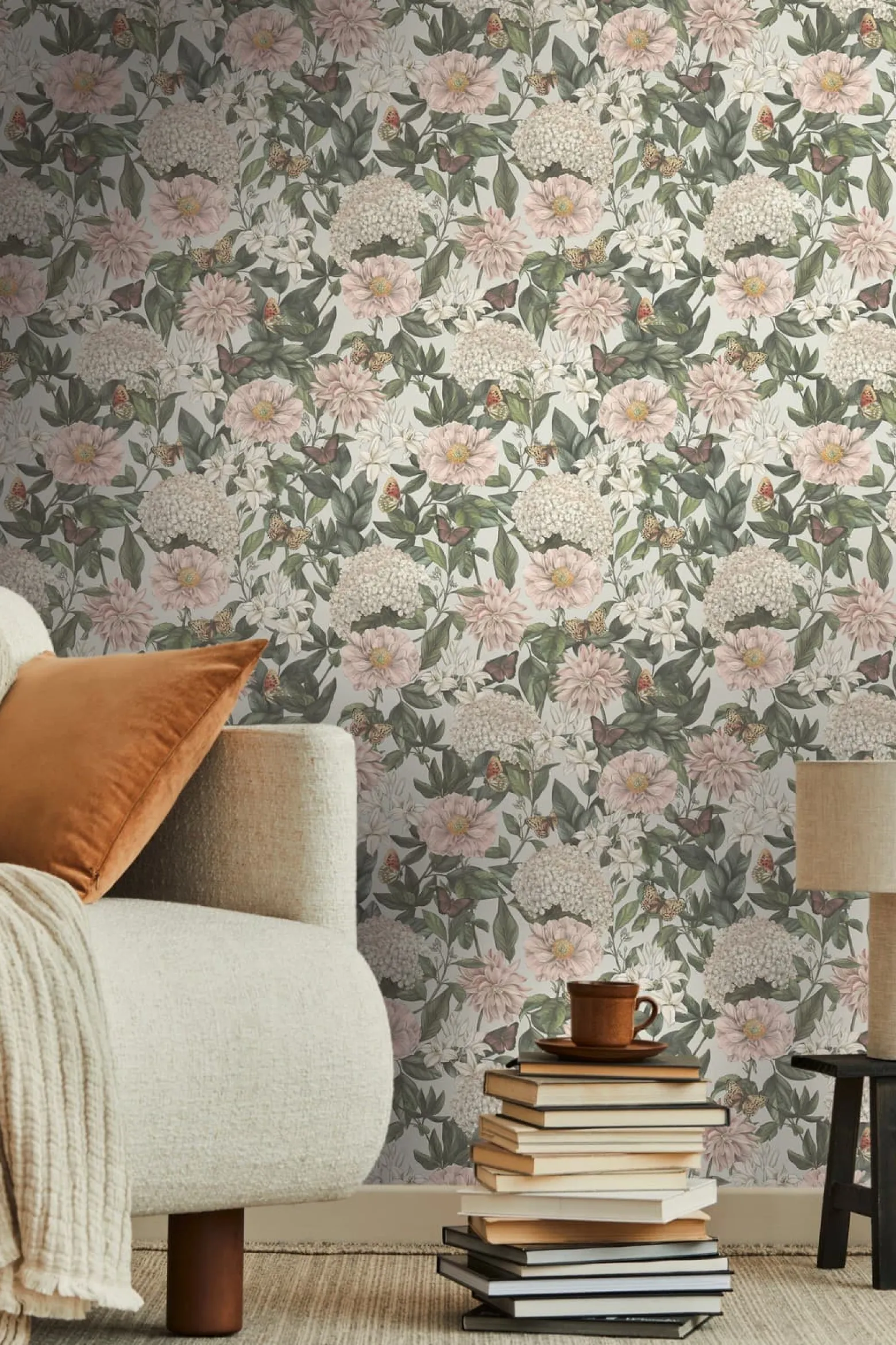 Vliestapete Floral Vintage Blumen Grau Grün 39426-4