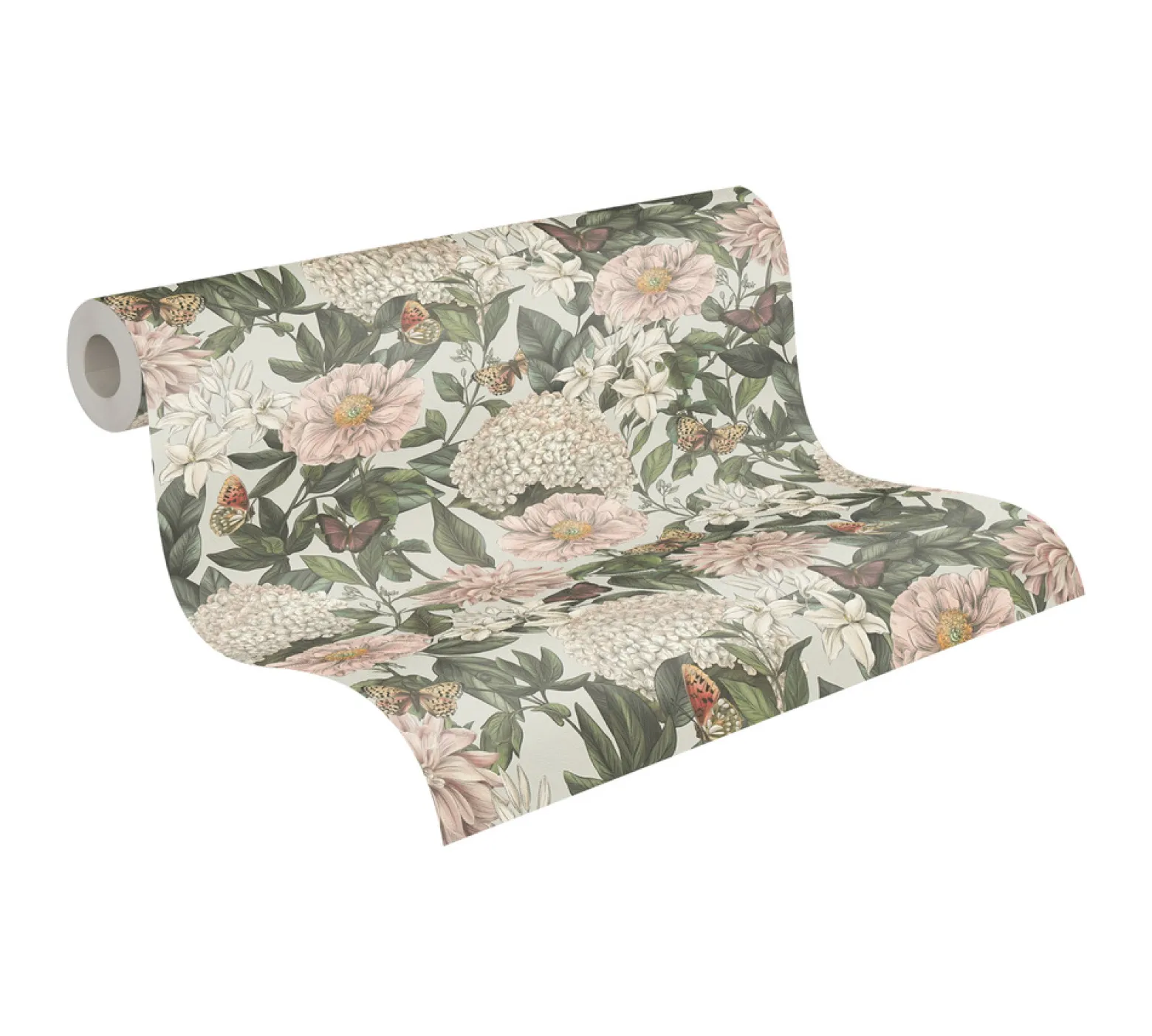 Vliestapete Floral Vintage Blumen Grau Grün 39426-4