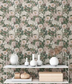 Vliestapete Floral Vintage Blumen Rosa Grün 39426-2
