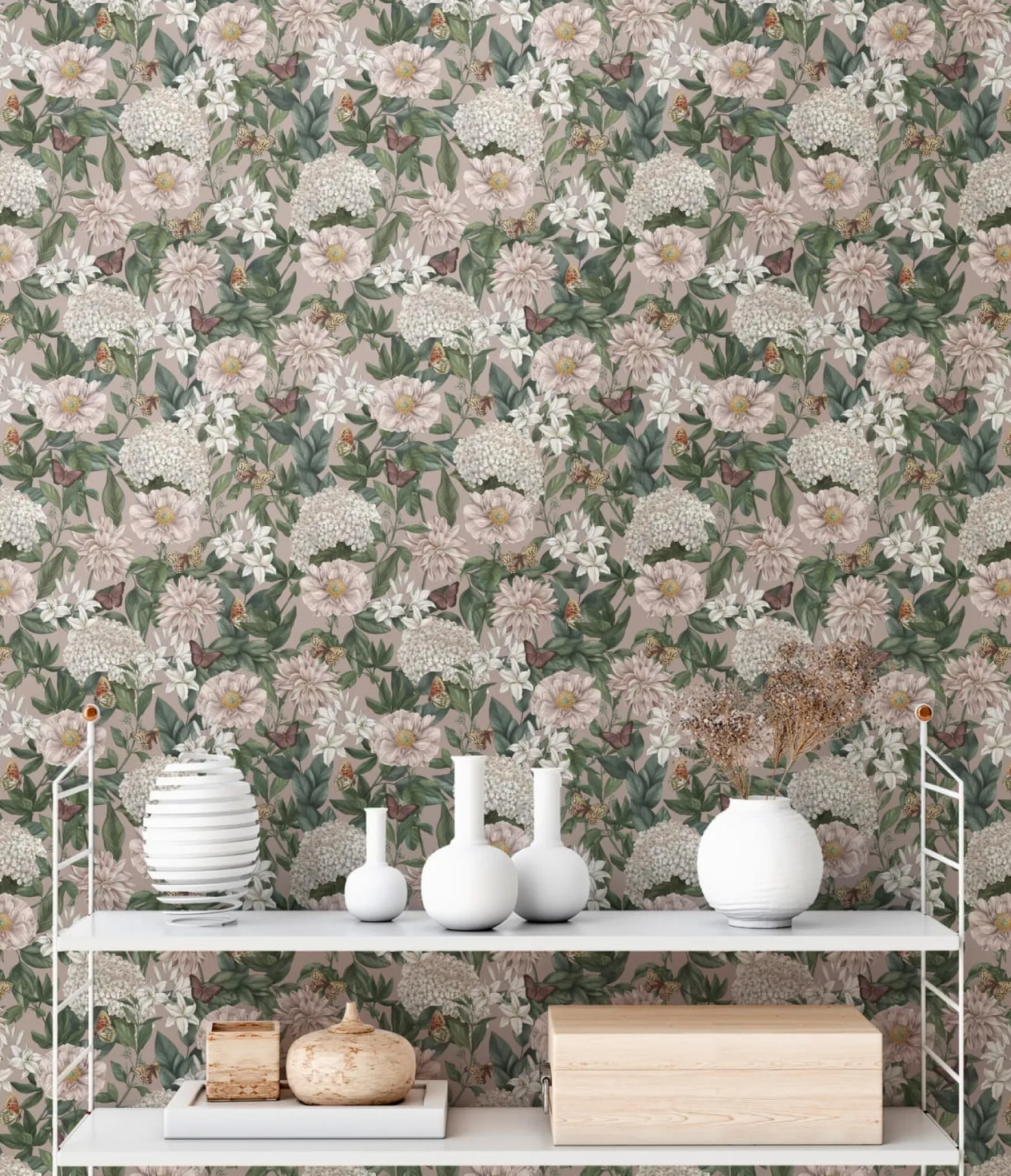 Vliestapete Floral Vintage Blumen Rosa Grün 39426-2