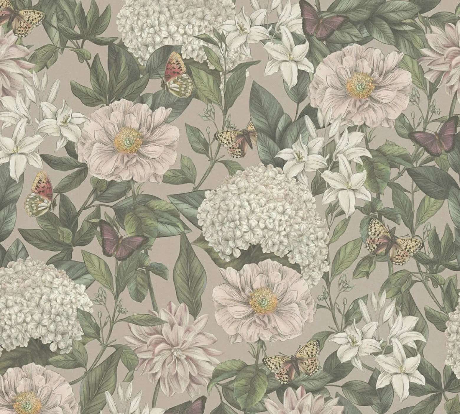 Vliestapete Floral Vintage Blumen Rosa Grün 39426-2
