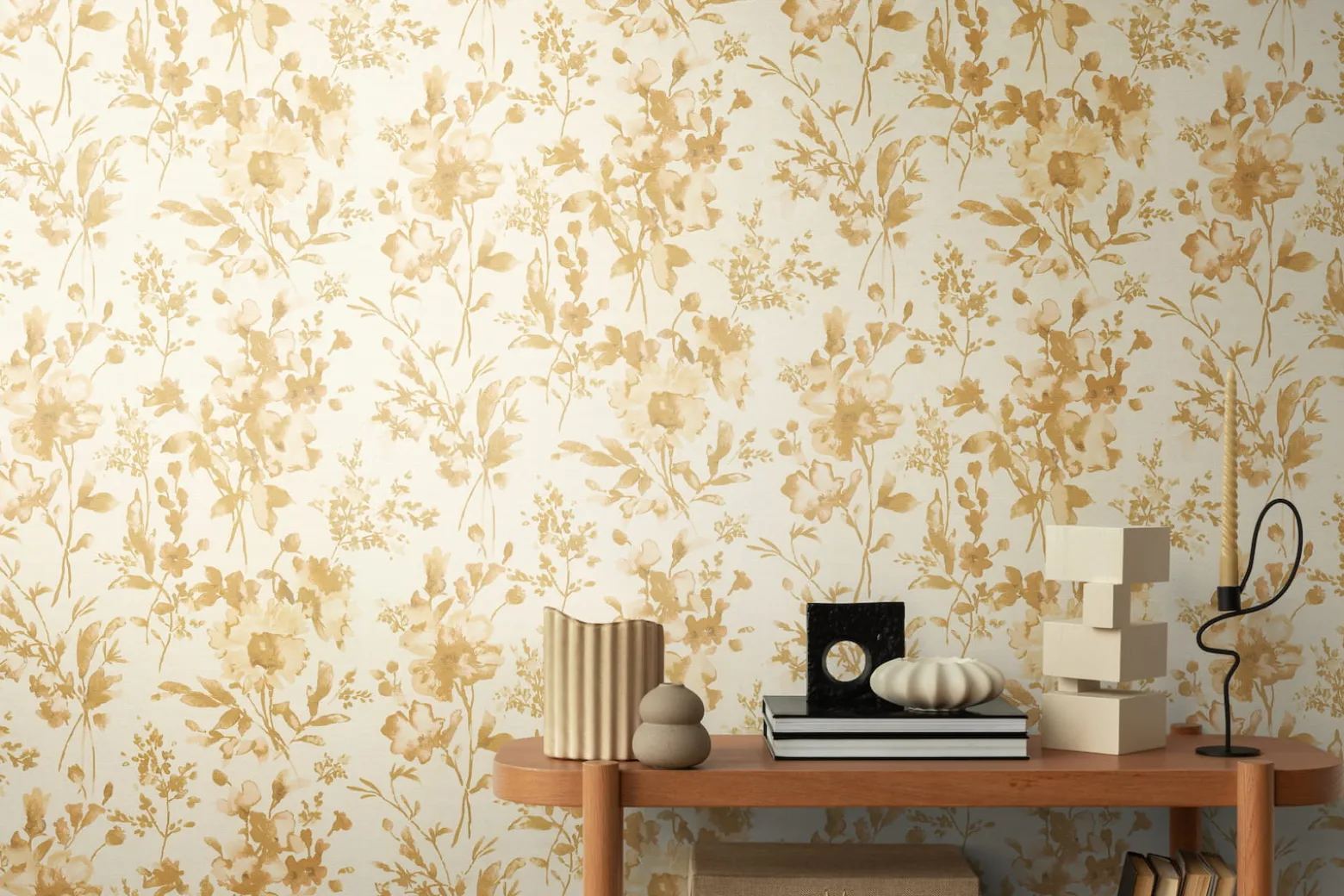 Vliestapete Floral Vintage Creme Gold Metallic 79061-4