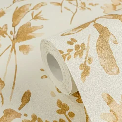 Vliestapete Floral Vintage Creme Gold Metallic 79061-4