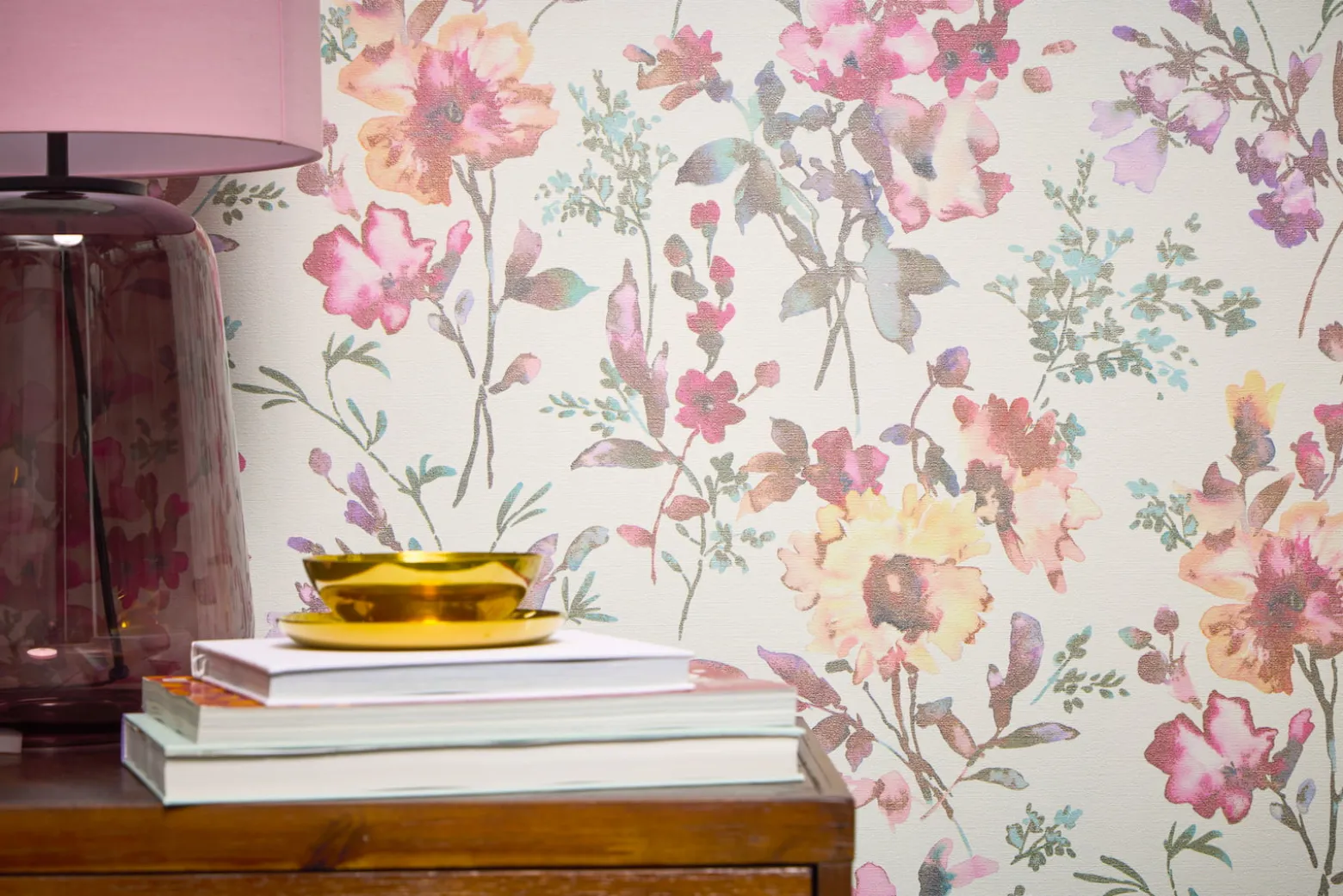 Vliestapete Floral Vintage Creme Rosa 79061-1