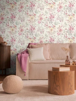 Vliestapete Floral Vintage Creme Rosa 79061-1