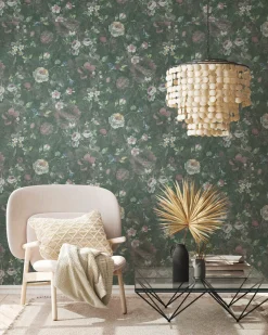 Vliestapete Floral Vintage Grün Weiß 38636-2